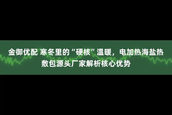 金御优配 寒冬里的“硬核”温暖，电加热海盐热敷包源头厂家解析核心优势