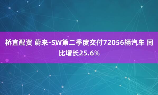 桥宜配资 蔚来-SW第二季度交付72056辆汽车 同比增长25.6%